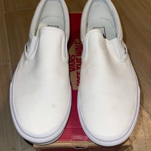 White vans worn once in box size 9.5 men and size 11 women